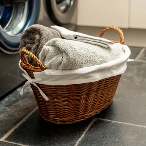 Hand Woven Wicker Laundry Basket with Handles Distilled Brown / Medium (22 cm x 42 cm x 32 cm)