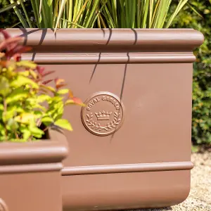 Primose Matte Fibrecotta Debossed Cube Planter In Toffee Brown 32cm