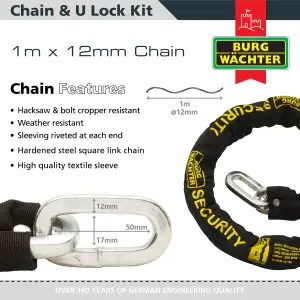 2 x 1M HEAVY DUTY CHAIN, 2 U-LOCKS AND  2 ANCHORS