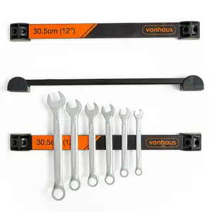 VonHaus Magnetic Tool Holders - 10kg Weight Capacity - Heavy Duty Magnetic Tool Holder Strips for DIY Storage - Spanner and Screw