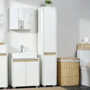 kleankin 5-Tier Modern Tall Bathroom Cabinet with Adjustable Shelves White