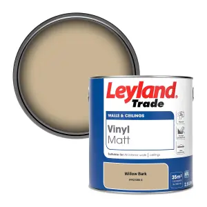 Leyland Trade Vinyl Matt Walls & Ceilings Emulsion Paint Willow Bark (PPG1086-4) 2.5L