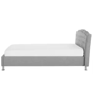 Fabric EU Double Size Ottoman Bed Grey METZ