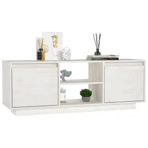 Berkfield TV Cabinet White 110x30x40 cm Solid Pinewood