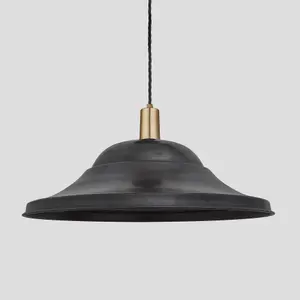 Industville Sleek Giant Hat Pendant, 21 Inch, Pewter, Brass Holder