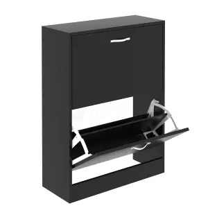 Vida Designs 2 Drawer Shoe Storage Cabinet Black