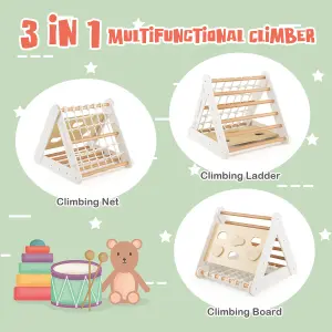 Costway 4-in-1 Triangle Climbing Set Wooden Toddler Climber with Ramp Sliding Board