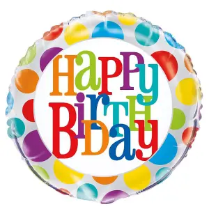 Unique Party Polka Dot Happy Birthday Foil Balloon Red/Blue/Purple (One Size)