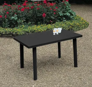 URBNLIVING 126cm Length Anthracite Large Summer Weather Proof Plastic Rectangle Table Garden Patio Dining Furniture