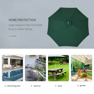 Outsunny 2.5m Wooden Garden Parasol Outdoor Umbrella Canopy w/ Vent Green