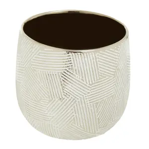 Interiors by Premier Honna Large White Silver Ceramic Planter