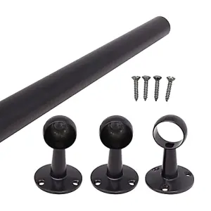 EAI - Hanging Wardobe Rail Kit - Black - 25mm Tube - 2500mm Rail with End & Centre Bracket