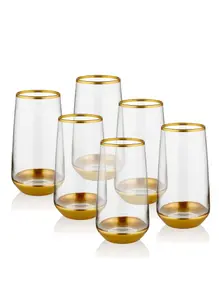 Rozi Glam Collection Highball Glasses, Set of 6 - Gold