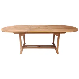 Charles Bentley Solid Wooden Teak Garden Patio Oval 6-8 Seater Extendable Table