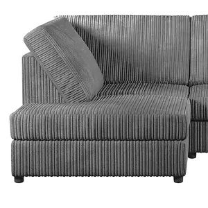 Luxor Grey Jumbo Cord 4 Seater Corner sofa Left Hand Facing - Full Back