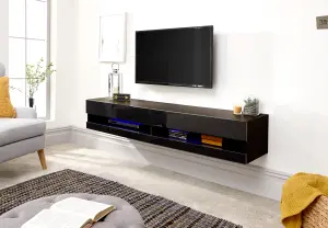 GFW Galicia 150cm Wall TV Unit with LED Black