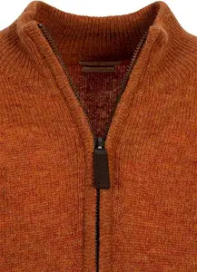 House Of Bruar Men's Country Lambswool T-Zip Jumper - Warm Ginger