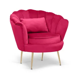 Velvet Dark Pink Daisy Accent Chair