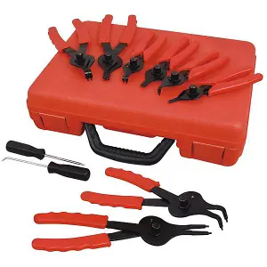 10pc Internal & External Circlip Snap Ring Plier Set. Red Case (Neilsen CT1107)