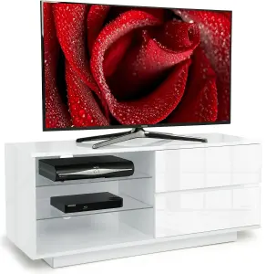 Centurion Supports Gallus High Gloss White with 2-White Drawers and 2 Shelves up to 55" LED/OLED/LCD TV Cabinet