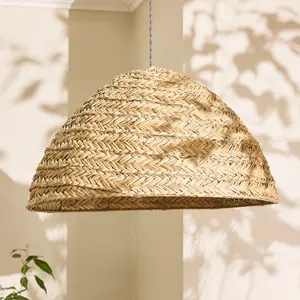 Traditional Seagrass Plaid Dome Easy Fit Decor Ceiling Shade H30 x D57cm