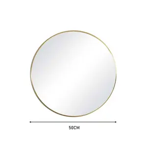 Baum Metal Flat Wall Mirror Gold / 50 cm H x 50 cm W