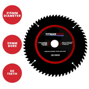 Titman Edge TCT Fine Finish Saw Blade 215mm x 30mm x 60 Tooth - TB2156030