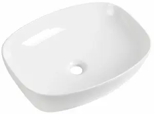 KEENWARE CURVED RECTANGLE WHITE VANITY COUNTERTOP BASIN