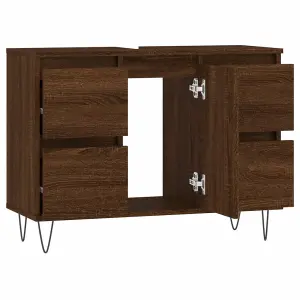 Berkfield Bathroom Cabinet Brown Oak 80x33x60 cm Engineered Wood