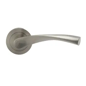 Colours Breage Rose Nickel effect Zamak Latch Door handle (L)121mm, Pair