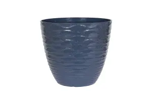 Lightweight Recycled Plastic Garden Pot Planter Large Windermere Plant Pot - Plastic - L38 x W38 x H33 cm - Blue