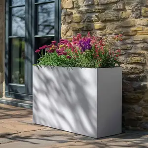 80cm Long Zinc Matte White 60cm Tall Trough Planter