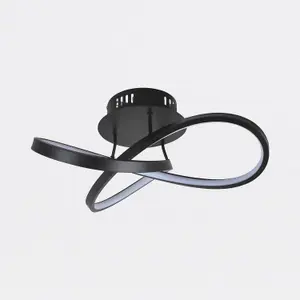 First Choice Lighting Set of 2 Matt Black LED Loop Ceiling Lights