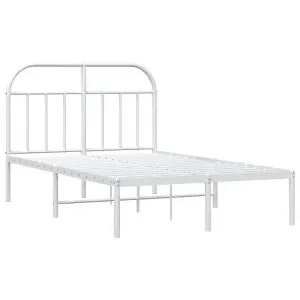 Berkfield Metal Bed Frame with Headboard White 120x200 cm