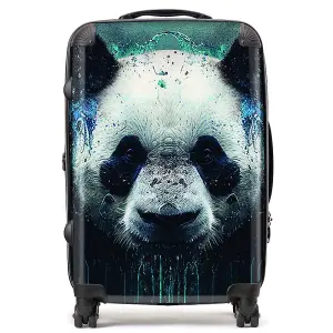 Panda Face Splashart Dark Background Suitcase - Medium