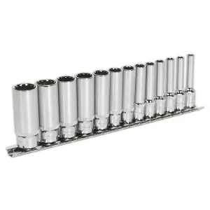 Sealey Socket Set 13 Pieces Deep 1/4" Square Drive Total Drive AK69813D