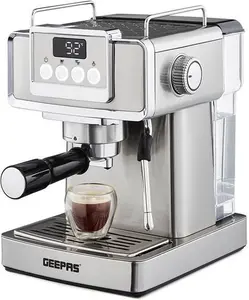 Geepas Espresso Coffee Machine With Milk Frother, 20 Bar Pressure - 1.8L Detachable Water Tank, 1465W, Grey Geepas