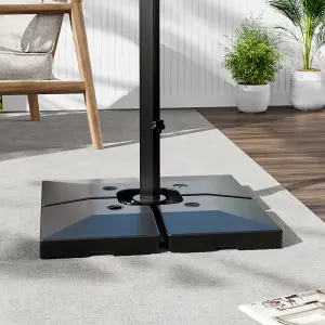 Set of 4 92KG Capacity Heavy Parasol Base Duty Cantilever Offset Fillable Patio Umbrella Stand Square Base Plate Set