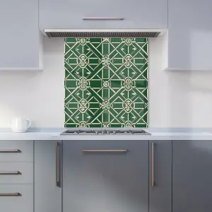 Green Lattice Design Premium Glass Kitchen Splashback W900mm x H650mm