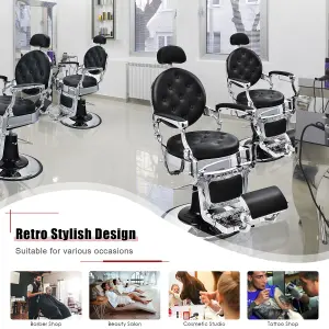 Costway Vintage Salon Barber Chair Height Adjustable 360 Degree Swivel Hairdressing Chair