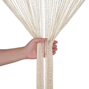 String Curtain Panel Spaghetti Tassel Curtain, 200cm x 90cm - Beige