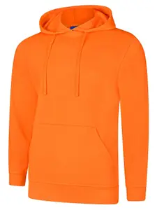 Uneek - Unisex Deluxe Hooded Sweatshirt/Jumper - 60% Ring Spun Combed Cotton 40% Polyester - Orange - Size XS