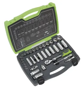 Sealey Socket Set 34 Pieces 3/8" Square Drive 6 Point WallDrive Metric AK7960