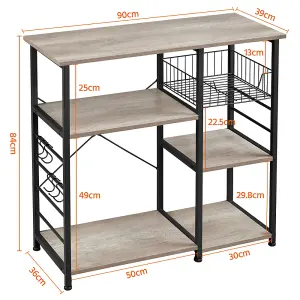 Yaheetech Kitchen Storage Rack with Shelfs Grey