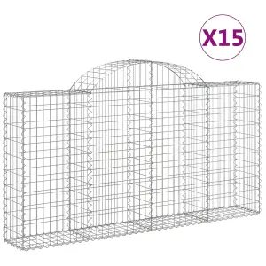 Berkfield Arched Gabion Baskets 15 pcs 200x30x100/120 cm Galvanised Iron