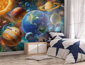 Walltastic Solar System Multicolour Smooth Wallpaper Mural 8ft high x 10ft wide