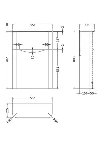 Floor Standing WC Unit  , 550mm - Satin Green