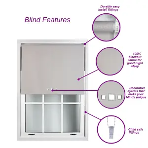 FURNISHED Blackout Roller Blinds with Triple Square Eyelets and Metal Fittings- Cream Trimmable (W)60cm (L)210cm