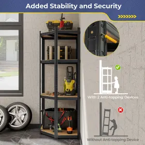 Costway 4-Tier Corner Metal Shelving Unit Adjustable Garage Storage Utility Rack 720KG