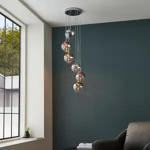 Luminosa Paloma Plate Pendant Ceiling Lamp, Chrome Plate With Chrome, Copper, Gold, Glass